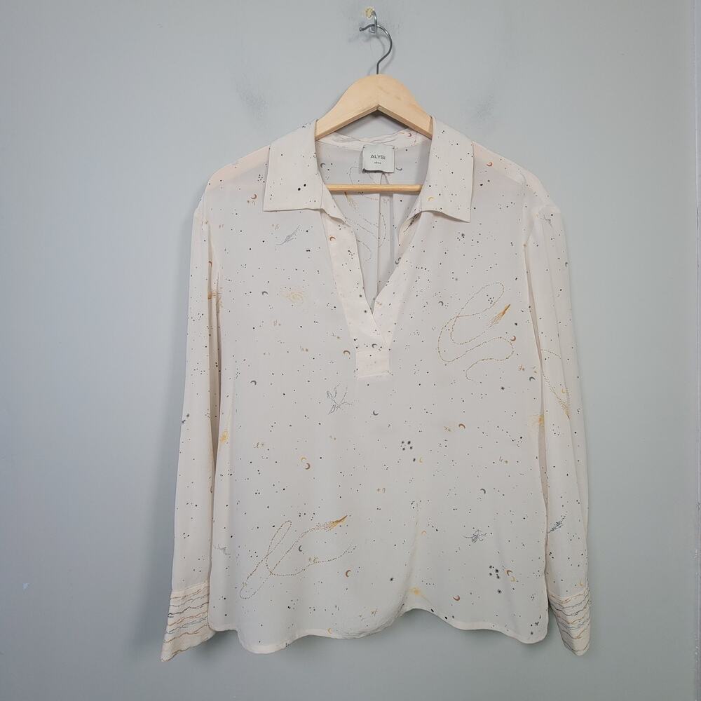 Alysi size 2 Silk Long Sleeve Pullover Top Blouse